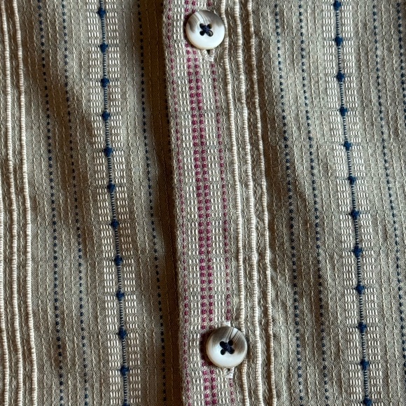 Men's Textured & Striped Button-Down Shirt - Beige and Brown - Picture 2 of 6